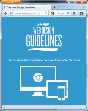Screen capture of the site 'The New Design Guidelines' in Firefox 10.0.2.