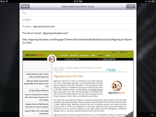 Screen shot of emailing a web page from Opera Coast.