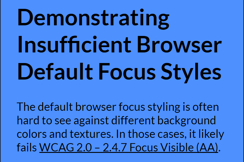 The default focus ring in Chrome on a link against a colored background.