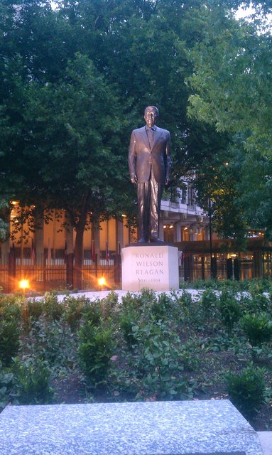 Managed to get in a photo of the new Reagan statue outside the US embassy.