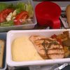 Airline food! Grilled chicken, mashed spuds, veggies, other bits. (Delta 137 from Pisa)