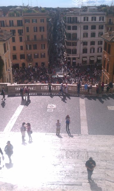 View from atop the Spanish steps. It's quite the gauntlet of mall-common shops down there.