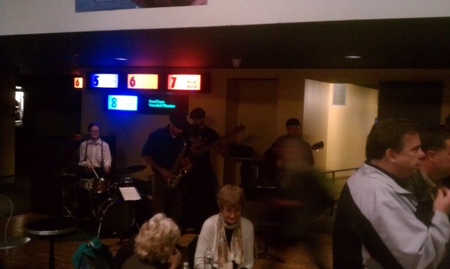 Live jazz to class it up for #PresConf #BUFunscripted.