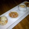 French onion breadbowl; chicken & dumpling; clam chowder; sweet potato, maple, bacon.