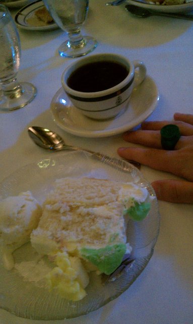 Cake and ice cream. Yes, that is a Green Lantern ring (Yay, Comic Book Day!).