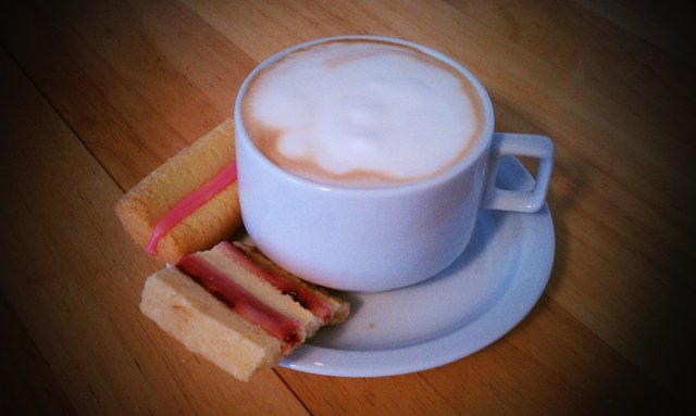 Italian cappuccino and Swedish cookies. Look at the monster you created, mom and dad!