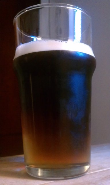 Spending post St Pat's day evening with a half and half of Guinness stout and Harp lager.