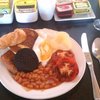 Beans, tomatoes and black pudding to start the day.