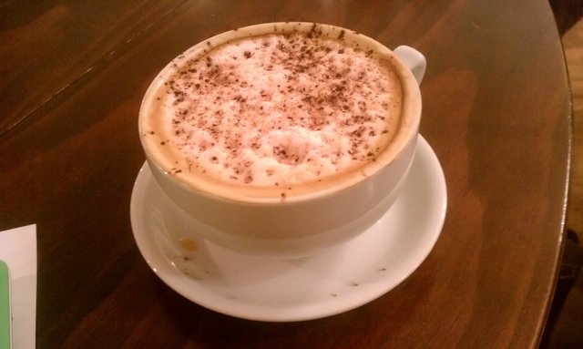 Cappuccino. I like mine better. I've become *that* snob. woo.