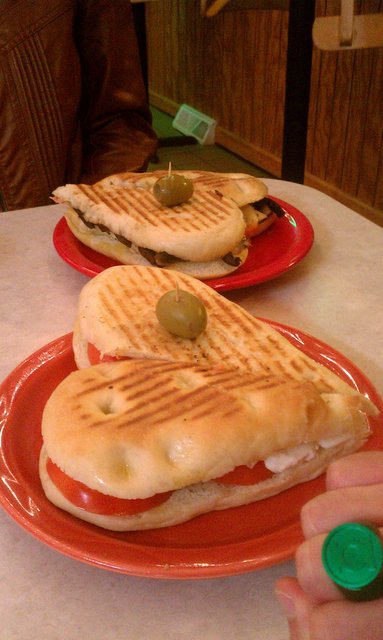 Tomato, basil, mozzarella and mushroom, artichoke, roasted red pepper, provolone panini.