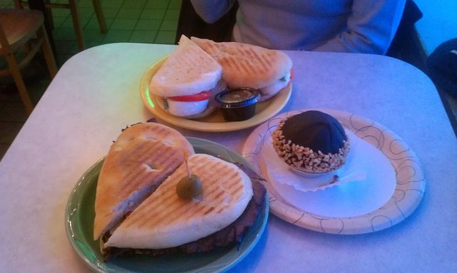 Christo panino, Rembrandt panino, peanut butter chocolate mousse bomba.