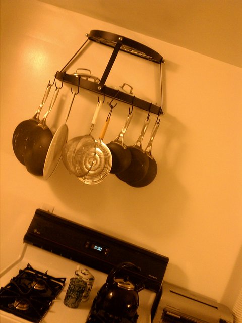 Sweet! The pot rack made it through the night and hasn't fallen (yet).