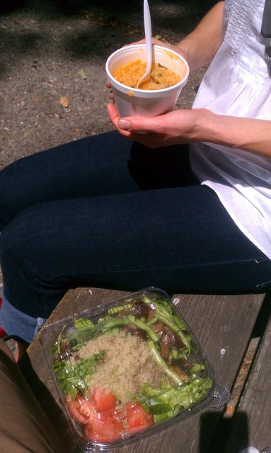 Dal with collard greens, salad from Mass Ave Project, all from @WholeHogTruck.