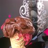 Scoops of Glastonberry (strawberry, blueberry, raspberry sorbet), Choc&Awe (70% dark chocolate ice cream).