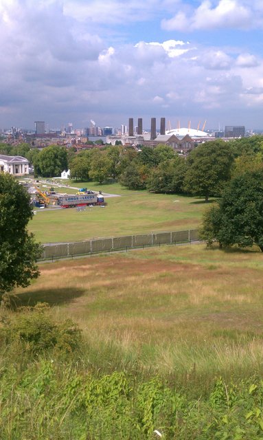 Lined up with second stack from the left to straddle the Prime Meridian.