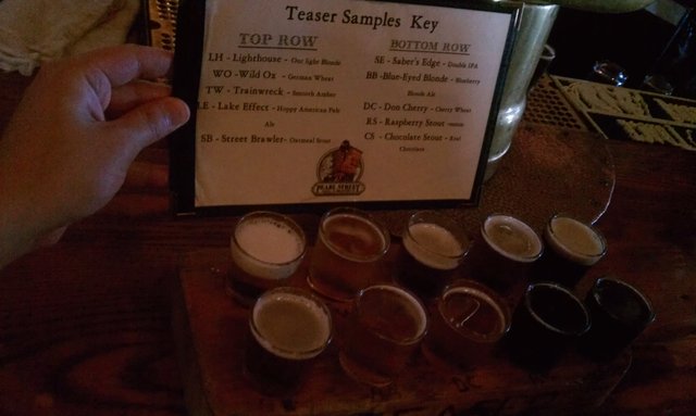 My sampler. Read the list in the photo to see what's on tap.