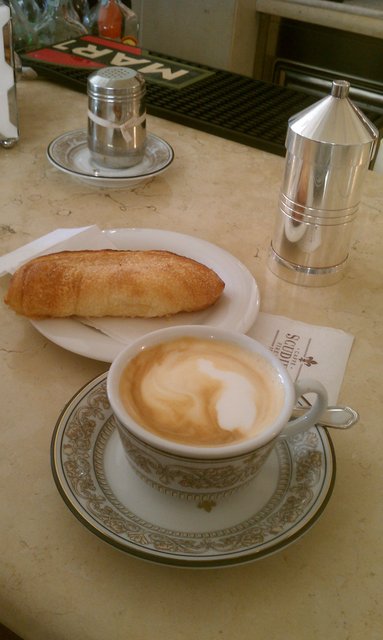 Fresh cappuccino and pastry for my first stop in Firenze. (Caffe Scudieri)