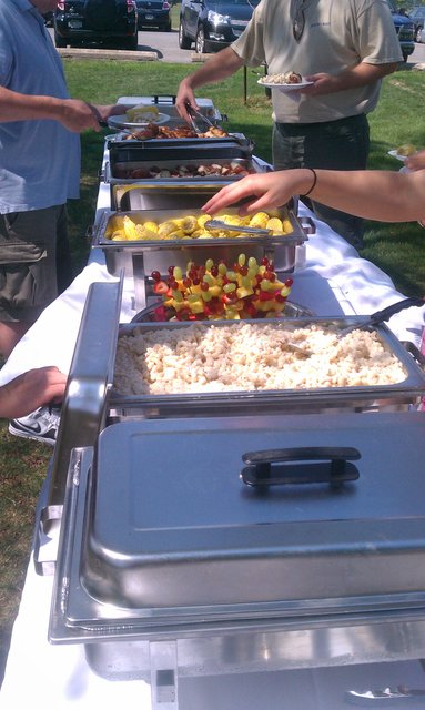 Chafing dishes at the park -- the ultra classy @ASBuffalo company picnic!