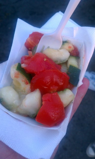 Tomato cucumber salad, Dinosaur Bar-B-Que.