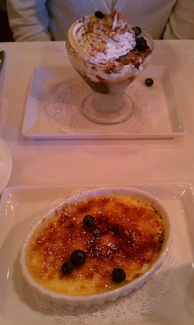 Crème brulée and tiramisu (not part of restaurant week special).