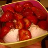 Fresh strawberries, balsamic vinegar, cracked pepper over vanilla ice cream.