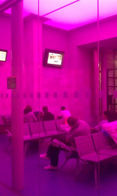 There is a room in the Pisa train station bathed in purple light. I don't know why.