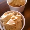 Salty caramel (background), jasmine tea (foreground) ice creams.