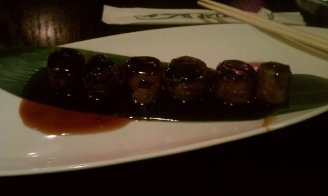 Beef negimaki.