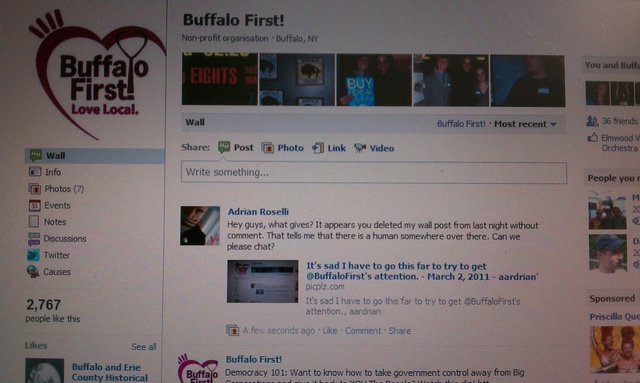 Trying @BuffaloFirst's FB wall again. Let's see how long before they delete it.