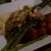 Veal oscar: 16oz seared veal chop, crab meat, asparagus, bernaise sauce, roasted potatoes.