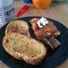 Tomato, basil, mozzarella frittata; vanilla cinnamon Freedom Toast; apple chicken sausage.