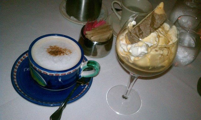 Affogato and cappuccino (Illy beans). Not part of restaurant week.