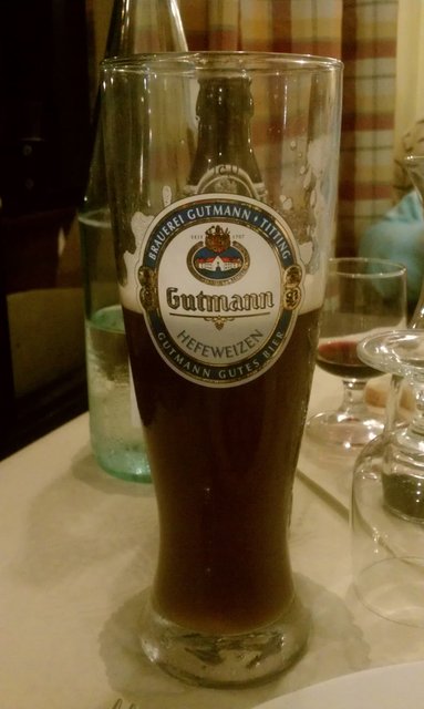 Guttman dunkle hefeweizen -- keeping my Italian appetite in check with a bit of German.