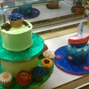 Spring-themed novelty cakes.