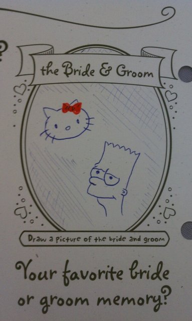 Guest book asked us to draw bride and groom. This was my take.