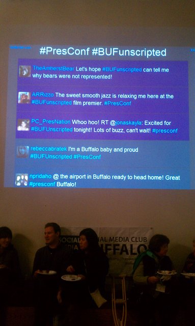 So @TheAmherstBear snuck in to #PresConf #BUFunscripted, according to the Twitter wall.