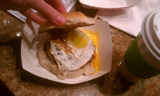 Cheddar, fried egg, chunky peanut butter, bacon jam, burger. #BUFfoodies