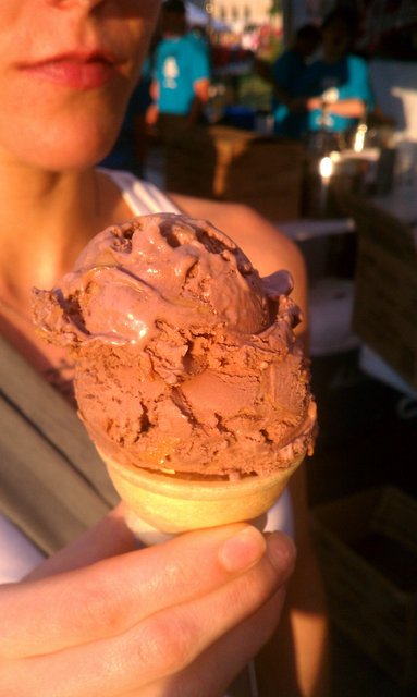 Chocolate peanut butter cone, Anderson's.