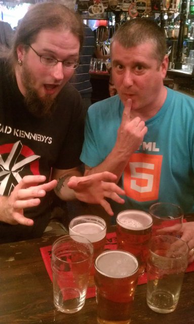 Round 2 with @chrisdavidmills @brucel (Hop Head, Green Demon, Sherwood Stag, Harvey's Sussex Bitter).