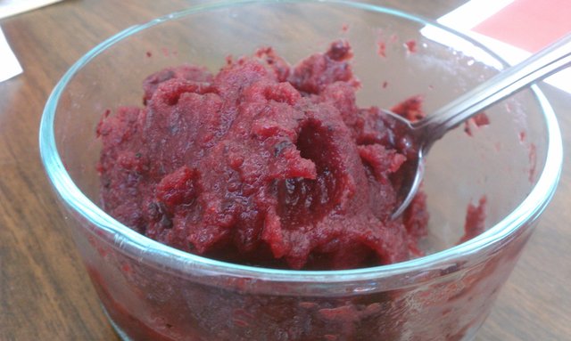Homemade blueberry peach sorbet to round out the afternoon.