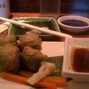 Wasabi shumai: steamed pork dumplings in wasabi-infused wonton.