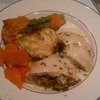 I ate three plates. Because I have a problem. Stuffed chicken, twice baked sweet/white potatoes.