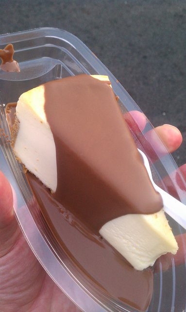 Chocolate-dipped cheesecake, Landies Candies.