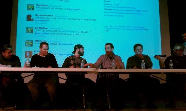 #SportsGeeks panel: @BNHarrington @BillHoppeSabres @NicholasMendola @JeremyWGR @TimGrahamESPN