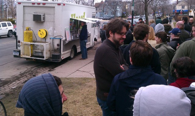 There is a heck of line for tacos...