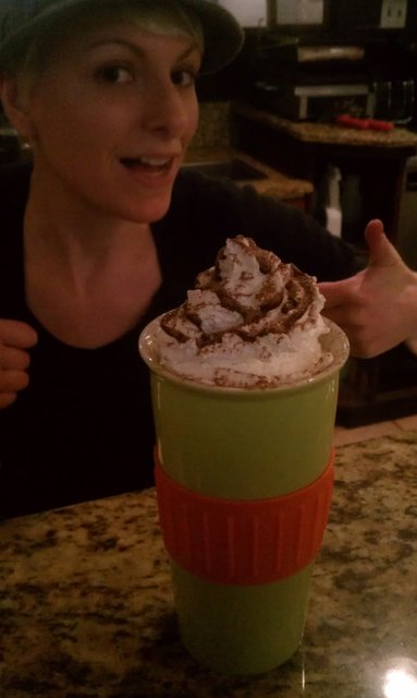 Service (and cocoa) with two thumbs and a smile.