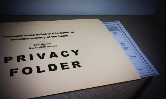 Privacy folder, "to maintain secrecy of ballot," even though ballot is wider than folder.