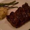NY strip steak, mashed potatoes, grilled asparagus.