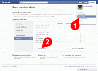 Facebook security settings screen shot.