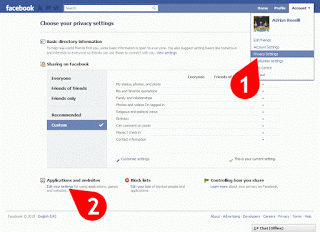 Facebook security settings screen shot.